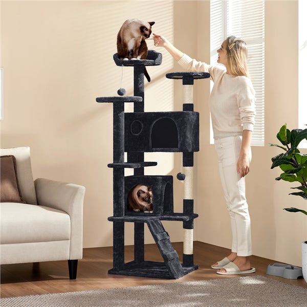 Katzenkratzbaum mit mehreren Ebenen, Höhlen und Spielzeug für Katzen