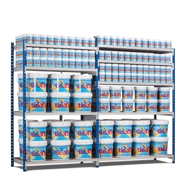 PROREGAL Fachbodenregal Maximus Pro HxBxT200 x 100 x 120 cm 4 Ebenen Spanplatten-Fachboden Fachlast 286 kg Lichtblau-Lichtgrau
