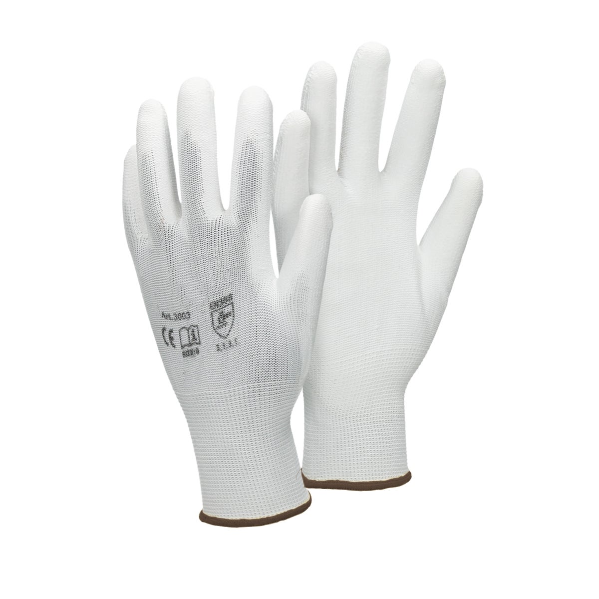 ECD Germany 12 Paar Arbeitshandschuhe mit PU-Beschichtung, Größe 9-L, Weiß, atmungsaktiv, rutschfest, robust, Mechanikerhandschuhe Montagehandschuhe Schutzhandschuhe Gartenhandschuhe Handschuhe
