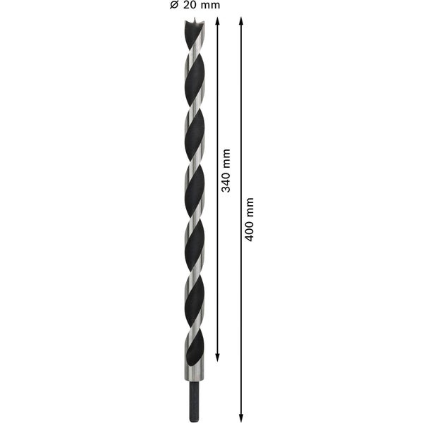 Holzbohrer mit einem Durchmesser von 20 mm und einer Länge von 400 mm