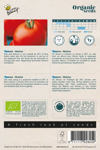 Buzzy Organic Seeds Tomate Matina Verpackung