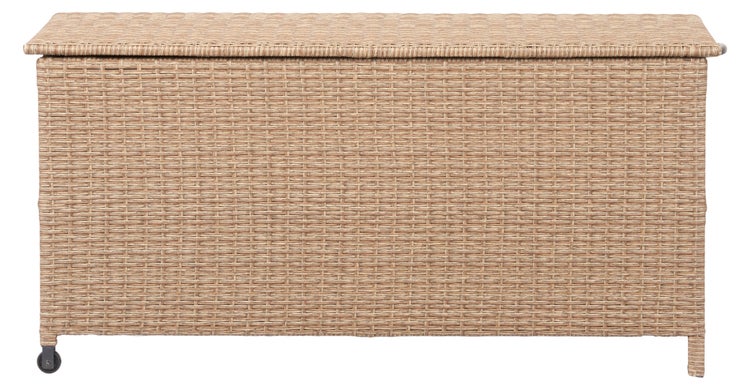 Aufbewahrungsbox aus Rattan mit Deckel und Rädern