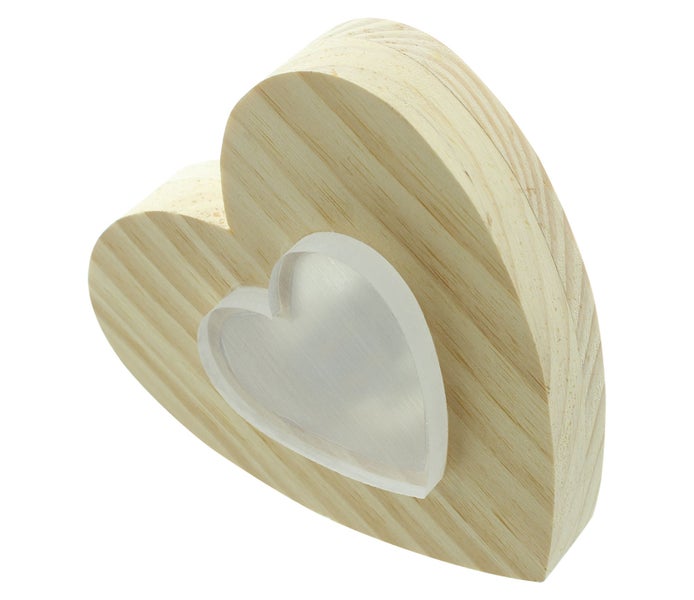FRANK FLECHTWAREN | LED-Deko Liegendes Herz, HOLZ, KUNSTSTOFF, 15 x 4 x 15 cm