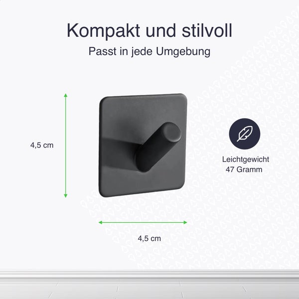 EAVY Handtuchhaken Edelstahl Schwarz Selbstklebend 4er Pack