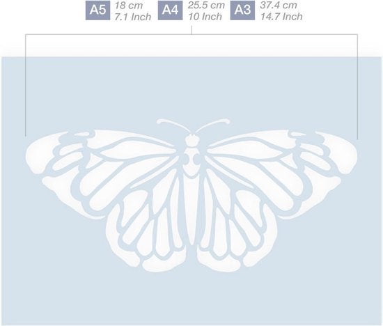 QBIX Schmetterling Schablone A5 Größe Kunststoff - Schmetterling ist 18cm breit