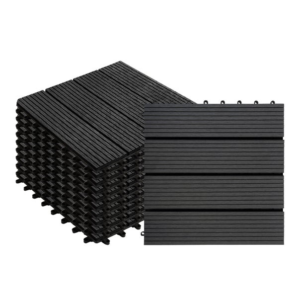 FLOORDIREKT WPC Klickfliesen Royal - für Balkon und Terrasse 30 x 30 cm - Anthrazit 11er-Set 1 m²