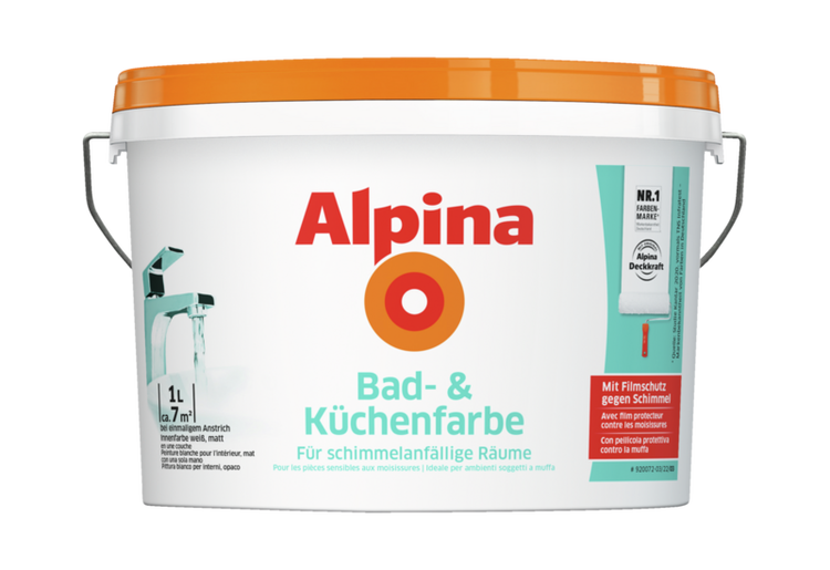 Eimer Bad- und Küchenfarbe für feuchtegefährdete Räume von Alpina