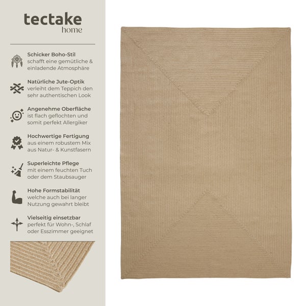 Geflochtener Teppich tectake strapazierfähig und pflegeleicht verschiedene Größen 160 x 230 cm