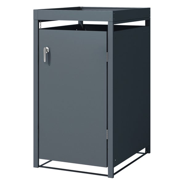 ML-Design Mülltonnenbox 1er mit Pflanzdach für 1 Mülltonne, 240L 68x80x124 cm, Anthrazit, Stahl, wetterfest, Abschließbare Mülltonnenverkleidung mit Tür, Müllbox Mülltonnecontainer Mülltonnenabdeckung