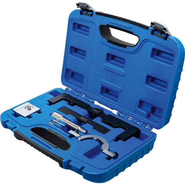 Nockenwellen Arretierwerkzeugsatz in einem blauen Koffer