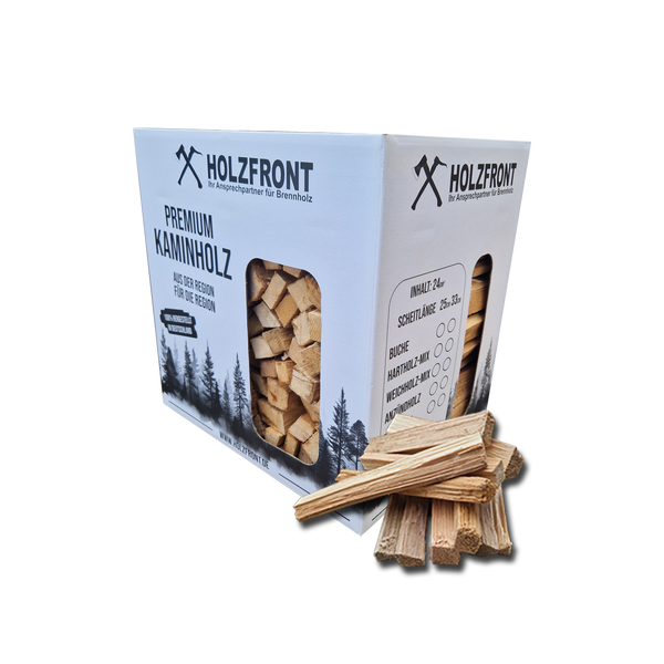 Holzfront Premium Kaminholz in Kartonverpackung mit Anzündholz