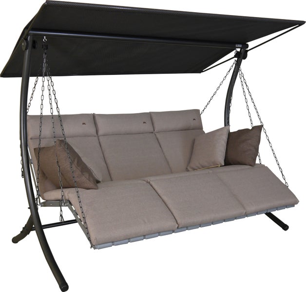 Doppelliege mit Sonnendach und Kissen für den Garten