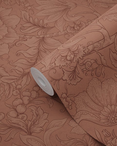 Eine Rolle Tapete mit einem floralen Muster.