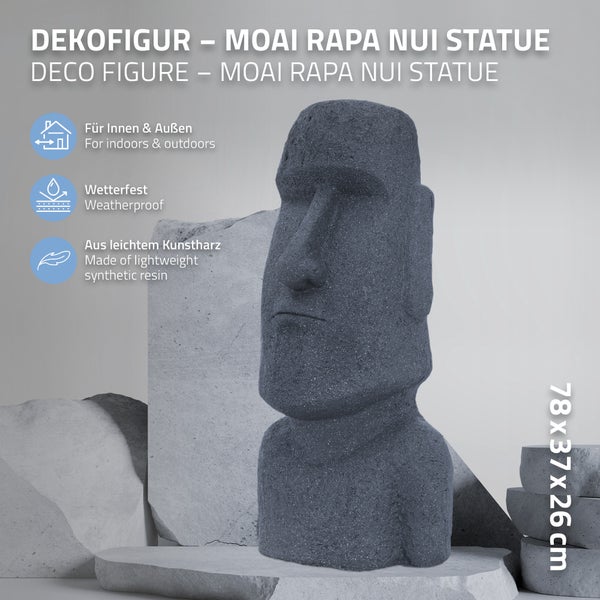 Moai Rapa Nui Statue als Dekofigur für Innen und Außen, wetterfest und aus Kunstharz