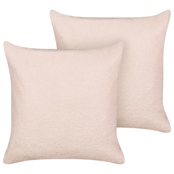 Dekokissen 2er Set LEUZEA Bouclé 60 x 60 cm Pastellrosa Ohne Muster
