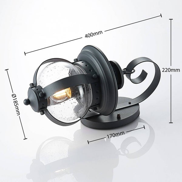 Lindby Wandleuchte außen (Laterne) Farley (spritzwassergeschützt (Retro, Vintage Antik) in Schwarz aus Metall (1 flammig E27) - Außenwandleuchten Wandlampe Led Außenlampe Outdoor für