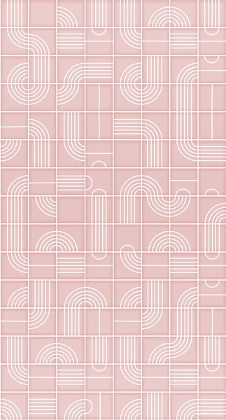 Fliesenmuster mit geometrischen Formen auf rosa Grund