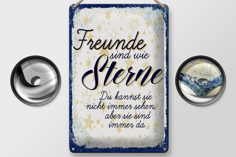 Blechschild Spruch Freunde wie Sterne sind immer da 20x30cm