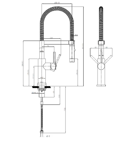 Villeroy & Boch Küchenarmatur Steel Expert 2.0, Hochdruck-Armatur, Umschaltfunktion, wassersparend, Edelstahl massiv