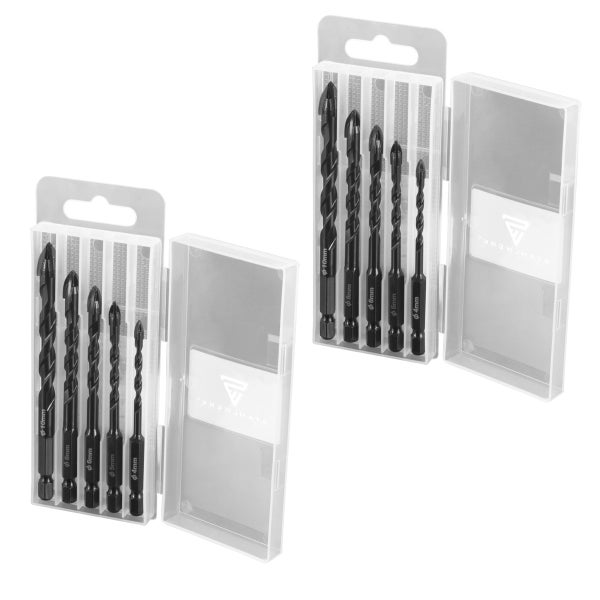 STAHLWERK Glasbohrer | Fliesenbohrer | Keramikbohrer 10er Set 4, 5, 6, 8, 10 mm