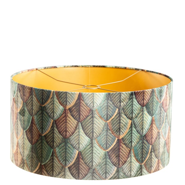 Samtlampenschirm mit Blattdesign und goldener Innenseite 50/50/25