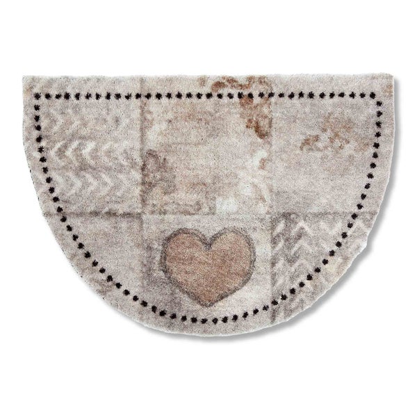 Halbrunde Badematte mit Herzmotiv und Punktmuster