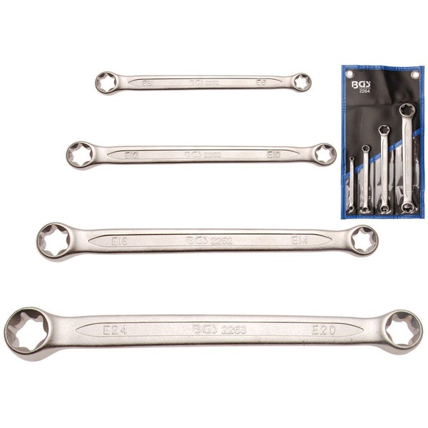 BGS Doppelringschlüsselsatz E6 bis E24 mit Aufbewahrungstasche