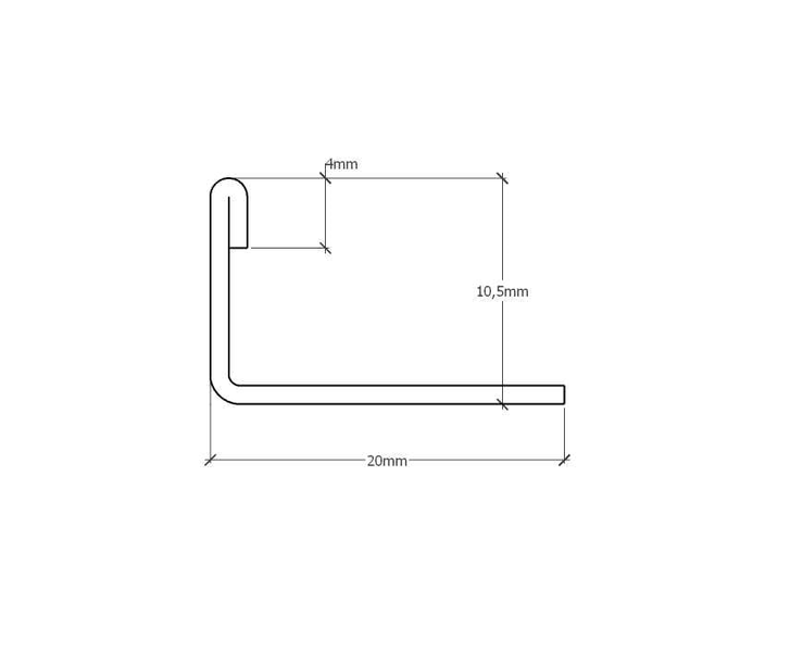 Edelstahl J Eckprofil für Fliesen 1cm x 270cm - Mattschwarz