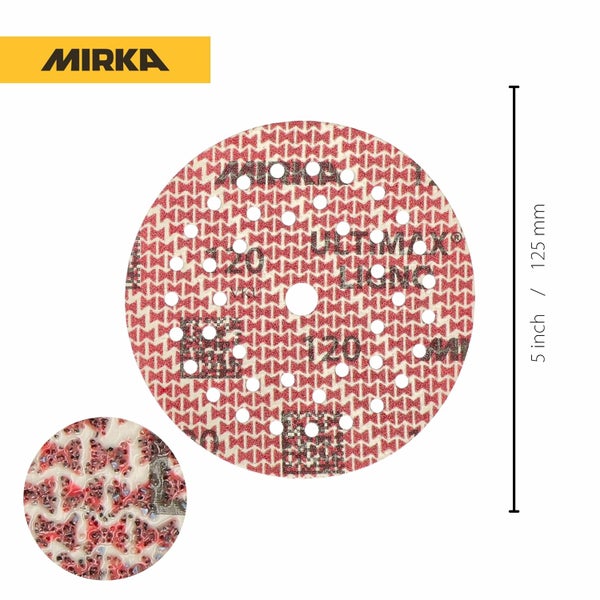 Mirka Ultimax Ligno Schleifscheibe mit 125 Millimeter Durchmesser und 120er Körnung für Exzenterschleifer.