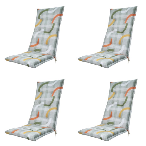 Hochlehnerauflage Tess orange - Ca. 123x50 cm - 4er-Set