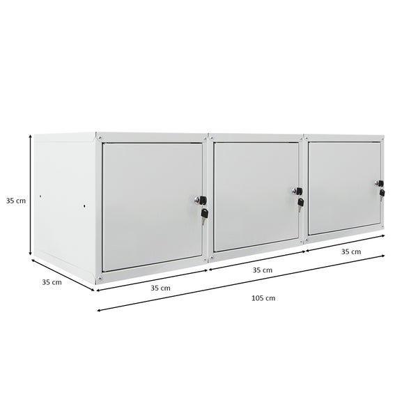 PROREGAL Mega Deal 3x Schließfachwürfel Cubic HxBxT 35 x 35 x 35 cm Grau