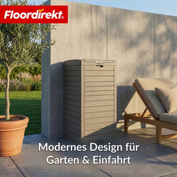 Gartenbox aus Kunststoff in Holzoptik für den Aussenbereich