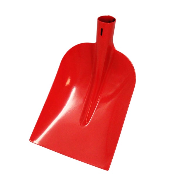 Rotes Schaufelblatt aus Metall ohne Stiel.