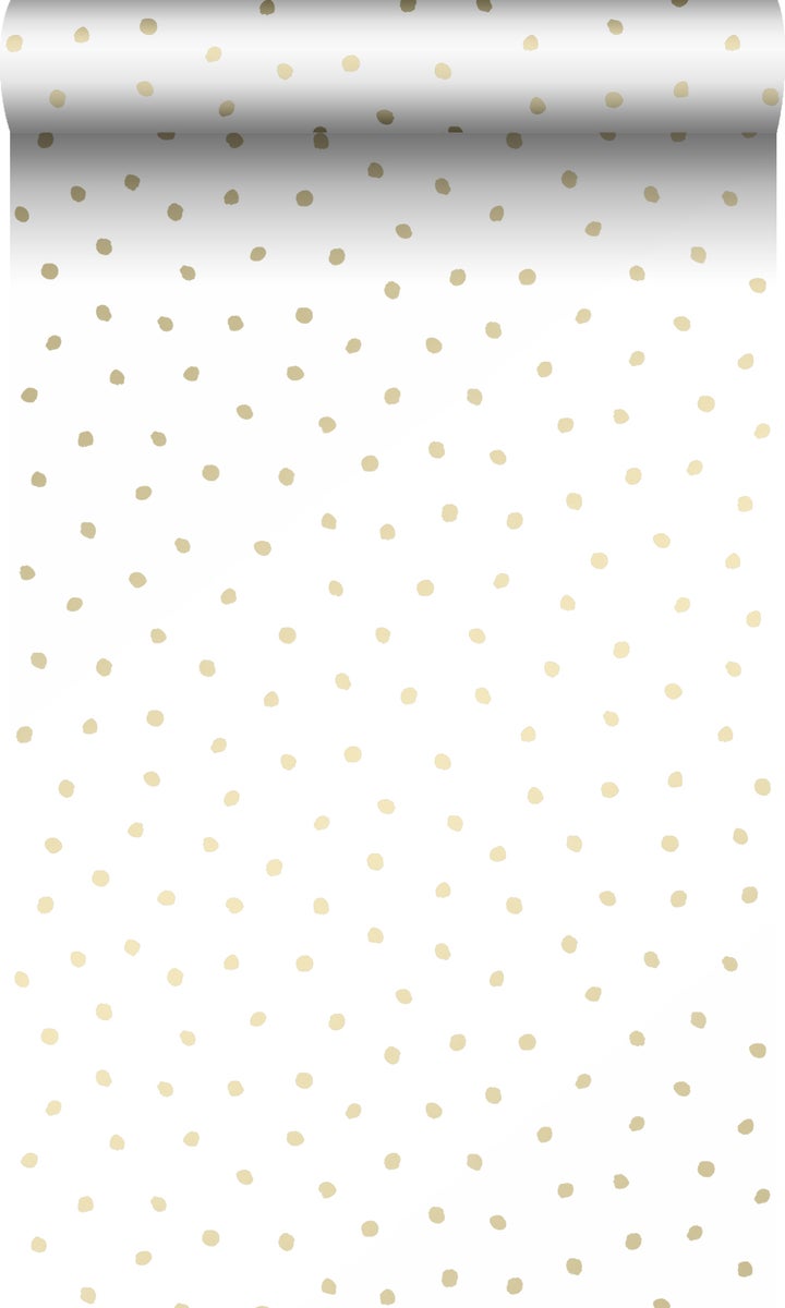 Origin Wallcoverings Tapete Punkte Weiß und Gold - 0,53 x 10,05 m - 347673