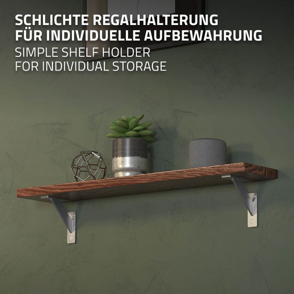 ML-Design 4 Stück Regalhalterung 120x120 mm, Silber, Aluminium, Schwebende Regalhalterungen, Regalwinkel, Wandhalterung für Regalbrett, Regalträger für Wandmontage, Wandregal Wandkonsole Regalstütze