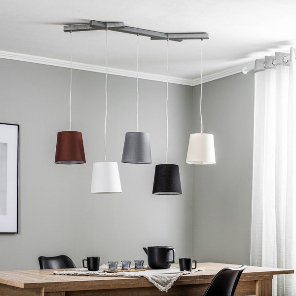Lucande Pendelleuchte Thamila (Für Kinder, Junges Wohnen) aus Textil (5 flammig E27) - Hängeleuchte Esstischlampe Hängelampe Wohnzimmerleuchte