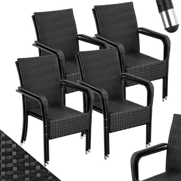Rattanstuhl tectake Girona 58 x 67 x 90 cm, Belastbarkeit 120 kg widerstandsfähig schwarz