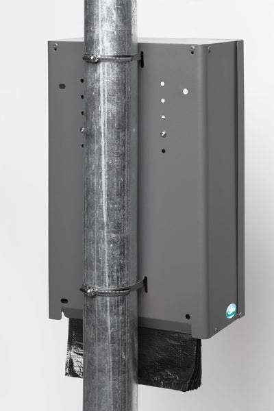 PROREGAL Robuster Kombiascher Mit Hundekotbeutelspender Wand Oder Rohrmontage HxBxT 43 x 26,5 x 14,8 cm Verzinkter Stahl Grau