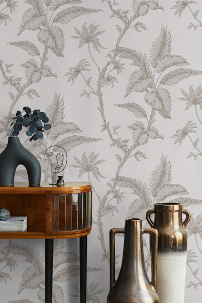 Tapete Beige Floral Natur für Wohnzimmer Schlafzimmer Küche MADE IN GERMANY 10,05 x 0,53m