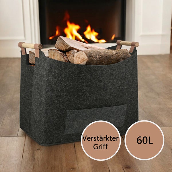 Korb GILDE BRENNHOLZ Tasche dunkelgrau Höhe 40cm Breite 45cm Filz