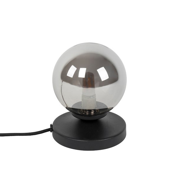 Tischleuchte mit runder Glaskugel und Stromkabel