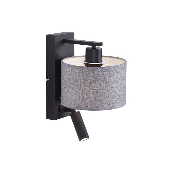 Wandleuchte mit Stoffschirm und Leselampe