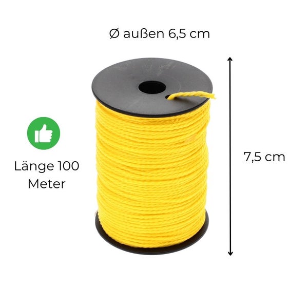 Maurerschnur gelb Richtschnur 6 x 100m 2mm reißfeste Schnur Spannschnur Pflasterschnur Bauschnur Mauerschnur Verlegeschnur Lotschnur
