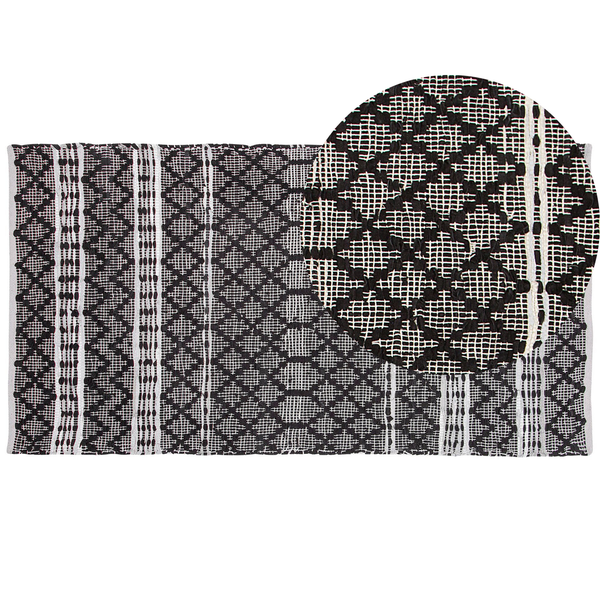 Teppich FEHIMLI 80 x 150 cm Echtleder Schwarz