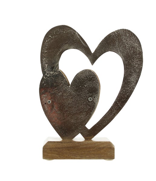 FRANK FLECHTWAREN | Holzdeko Herz in Herz, HOLZ, 21 x 6 x 25 cm
