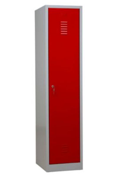 PROREGAL Garderobenspind Camel 1-Fach Mit Pro-Aufteilung HxBxT 180 x 41 x 50 cm Zylinderschloss Grau-Rot