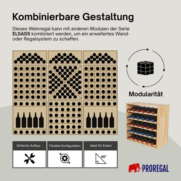 Proregal Weinregal Elsass mit modularer, kombinierbarer Gestaltung und flexibler Konfiguration.