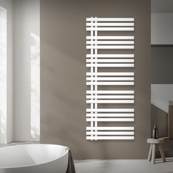 ECD Germany Iron EM Design Badheizkörper Elektrisch mit Heizstab 900W - 600 x 1600 mm - Weiß - Designheizkörper Paneelheizkörper Heizkörper Handtuchwärmer Handtuchtrockner