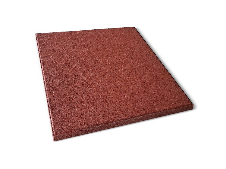 FLOORDIREKT Fallschutzmatte - Elastikmatte - Fallschutzplatte mit Drainage - Rot - 50 x 50 x 2,5 cm