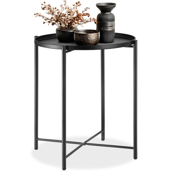 Beistelltisch tectake Chester 45,5 x 45,5 x 53 cm Stahl schwarz